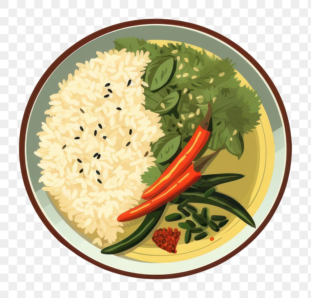 PNG Plate food rice meal. AI generated Image by rawpixel.