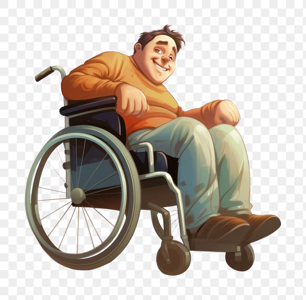 PNG Wheelchair cartoon adult male. 