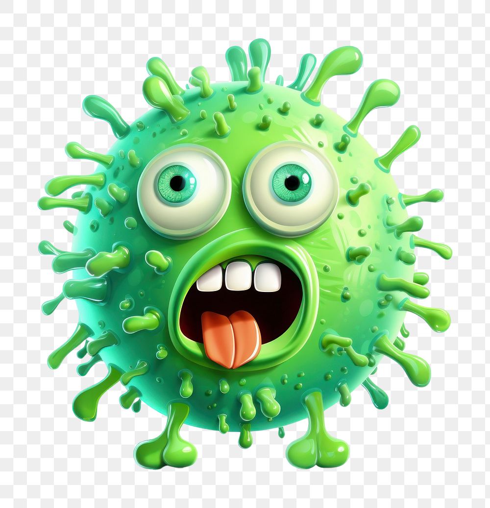 PNG Bacteria cartoon green white background. AI generated Image by rawpixel.