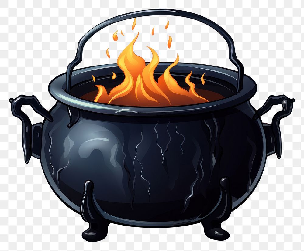 PNG Cauldron cartoon fire white background. AI generated Image by rawpixel.