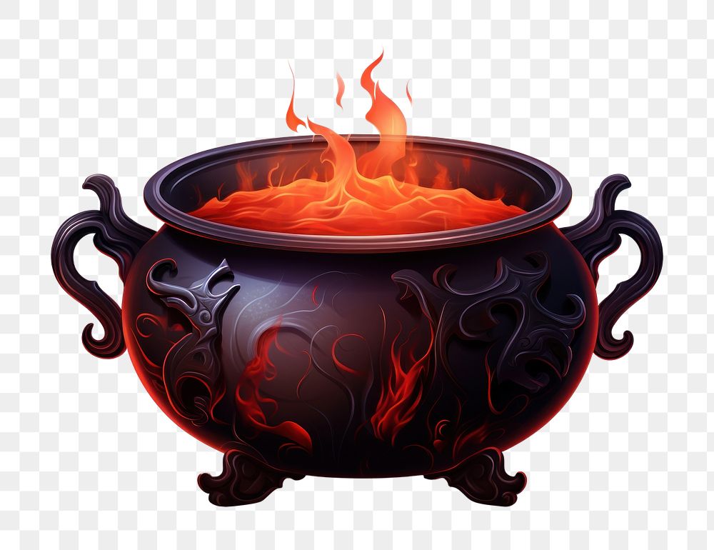 PNG Cauldron fire fireplace cookware. AI generated Image by rawpixel.