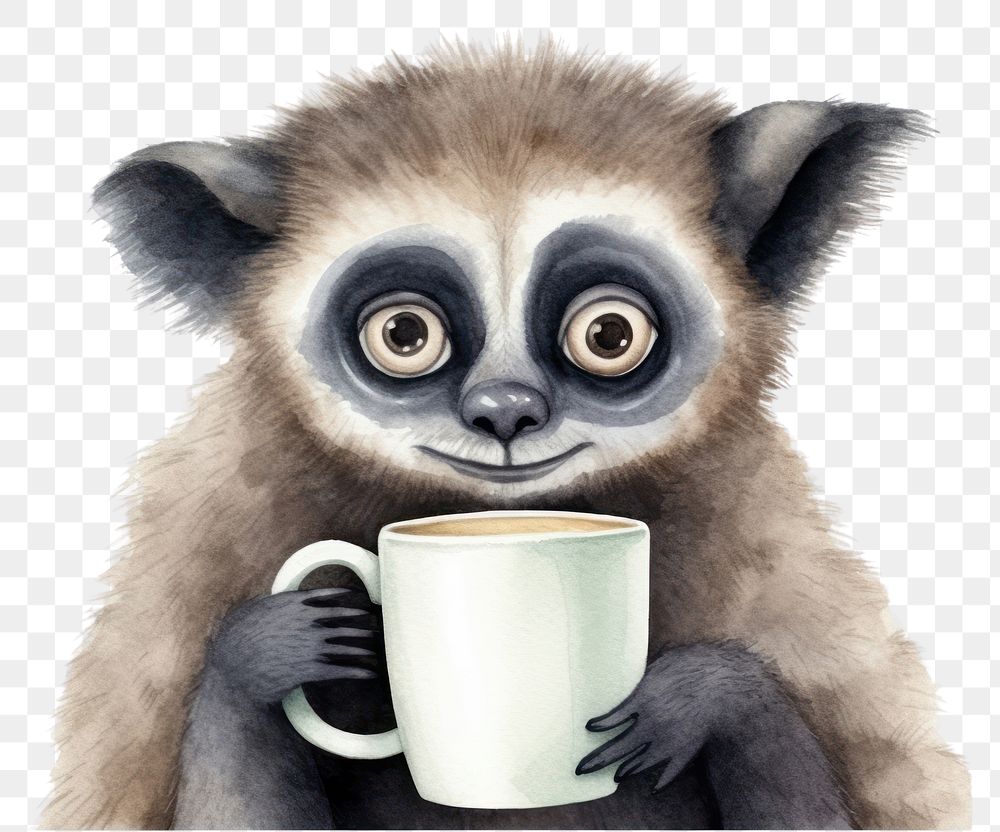 PNG Lemur drink coffee animal wildlife mammal. 