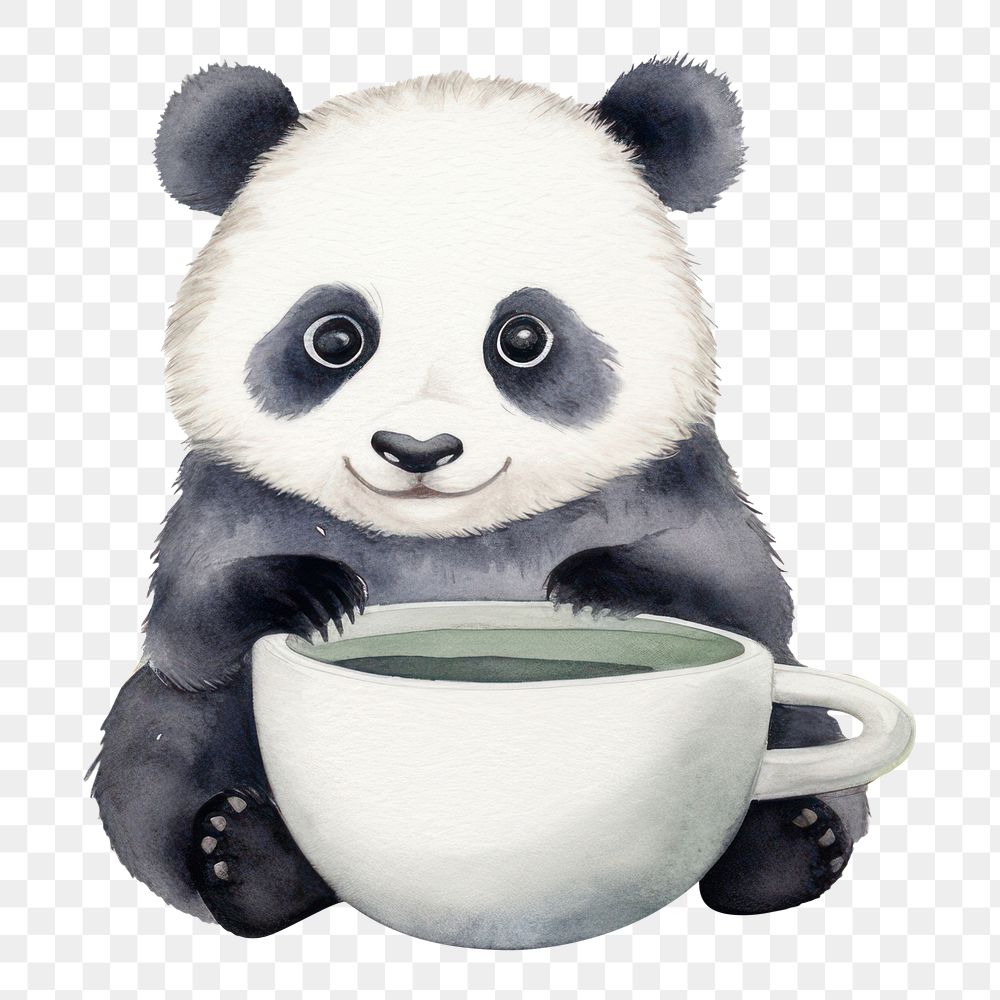 PNG Panda mammal coffee animal. AI generated Image by rawpixel.