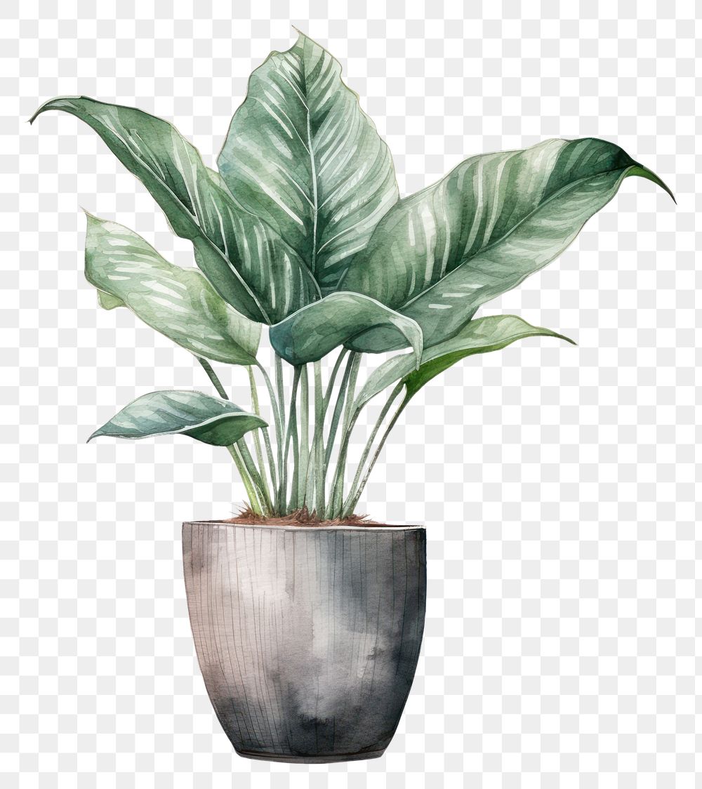 PNG Houseplant vase leaf white background. 