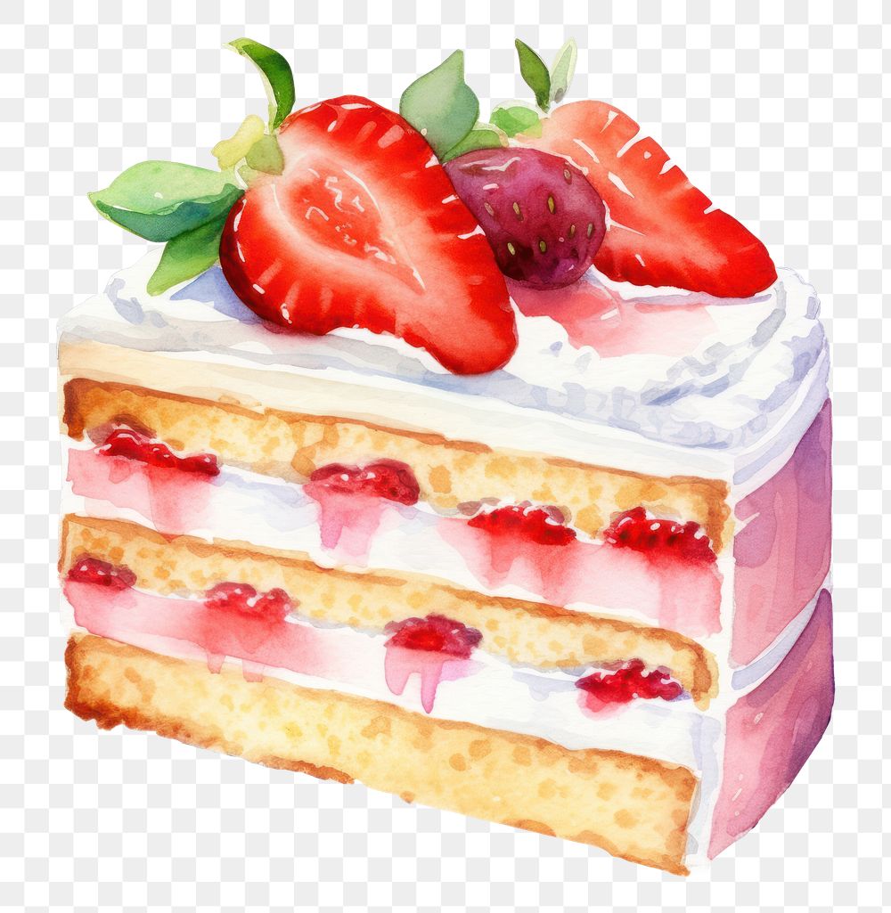 PNG Strawberry cake dessert cream. AI generated Image by rawpixel.