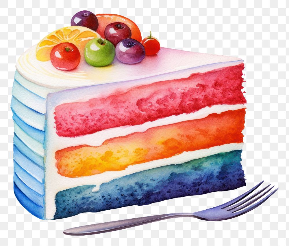 PNG Rainbow Cake cake dessert fruit. AI generated Image by rawpixel.