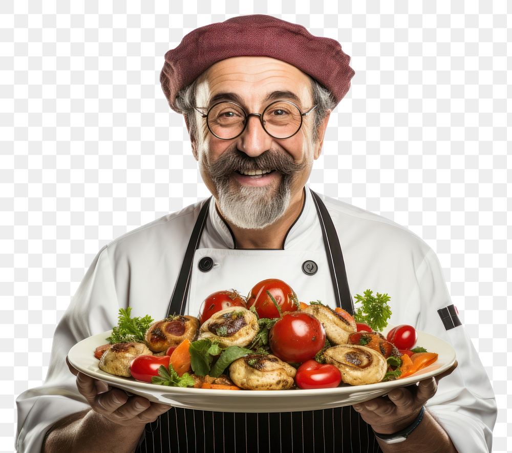 PNG Italian food chef holding plate. 