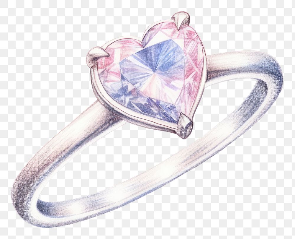 PNG Diamond heart ring gemstone jewelry silver. AI generated Image by rawpixel.