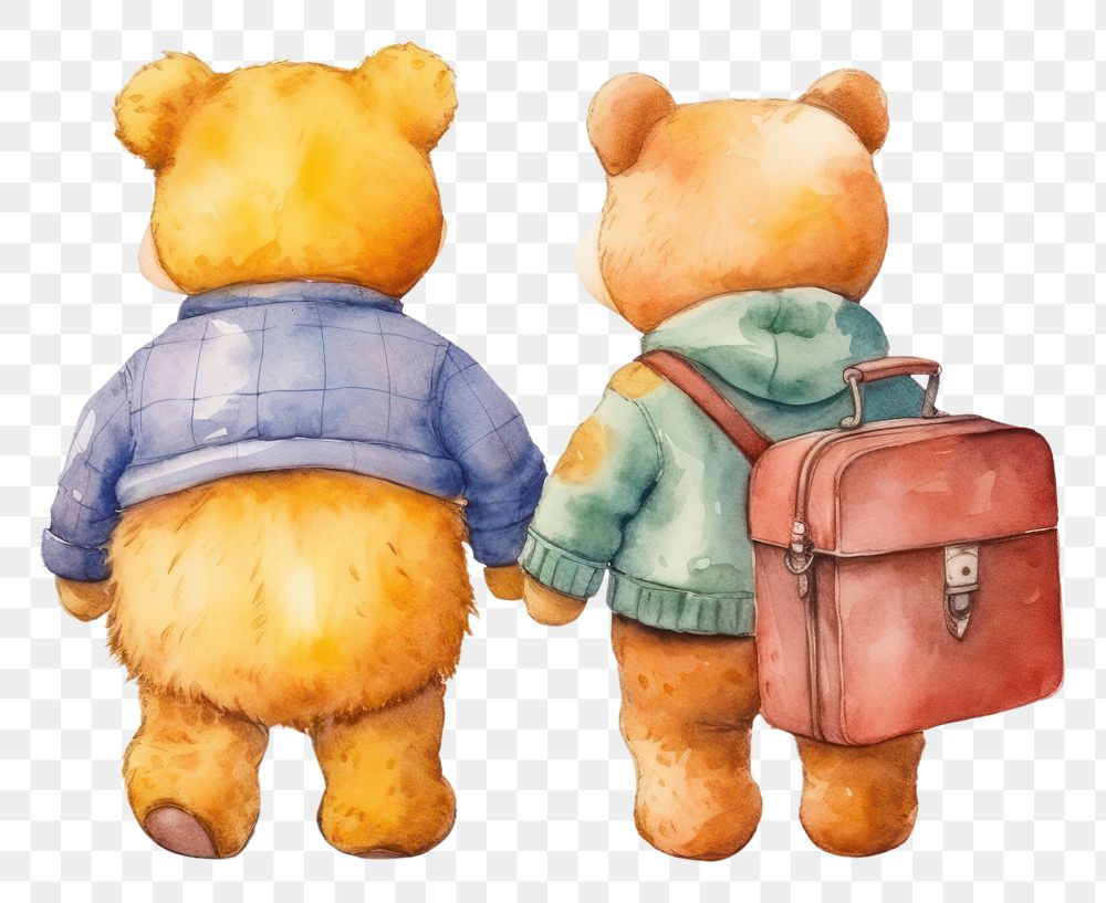 PNG Hugging together bear toy representation. 