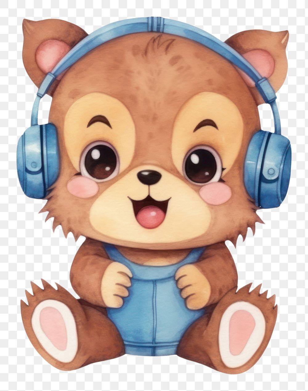 PNG Baby cartoonish puppy headphones listening music. AI generated Image by rawpixel.