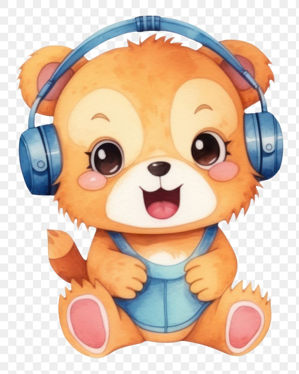 PNG Baby cartoonish puppy headphones listening music. AI generated Image by rawpixel.