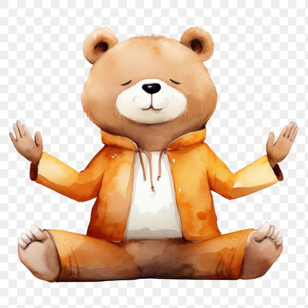 PNG Bear toy representation cross-legged. AI generated Image by rawpixel.