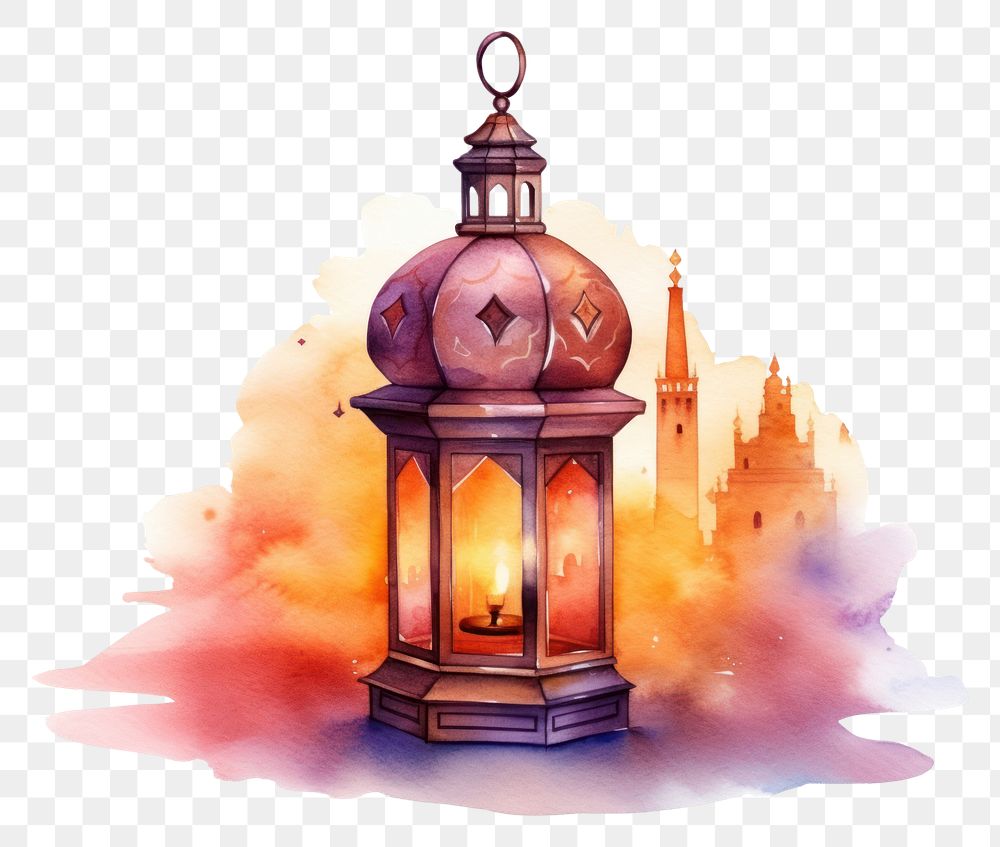 PNG Ramadan lantern architecture illuminated. AI generated Image by rawpixel.