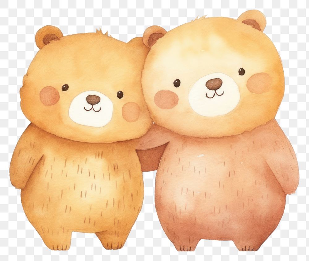 PNG Cute bear hugging together cartoon mammal animal. 