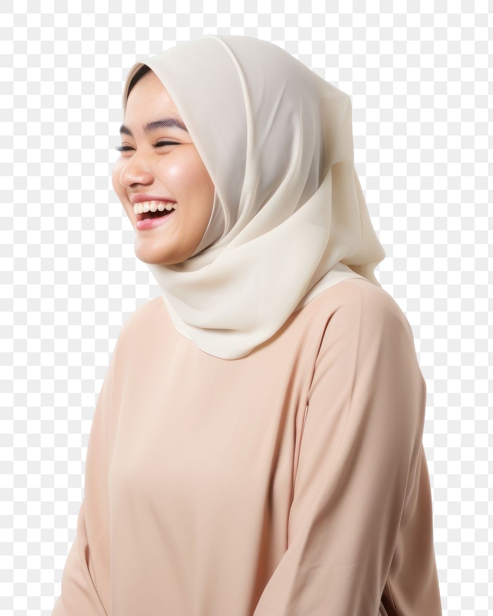 PNG Happy Asian Muslim scarf adult smile. 