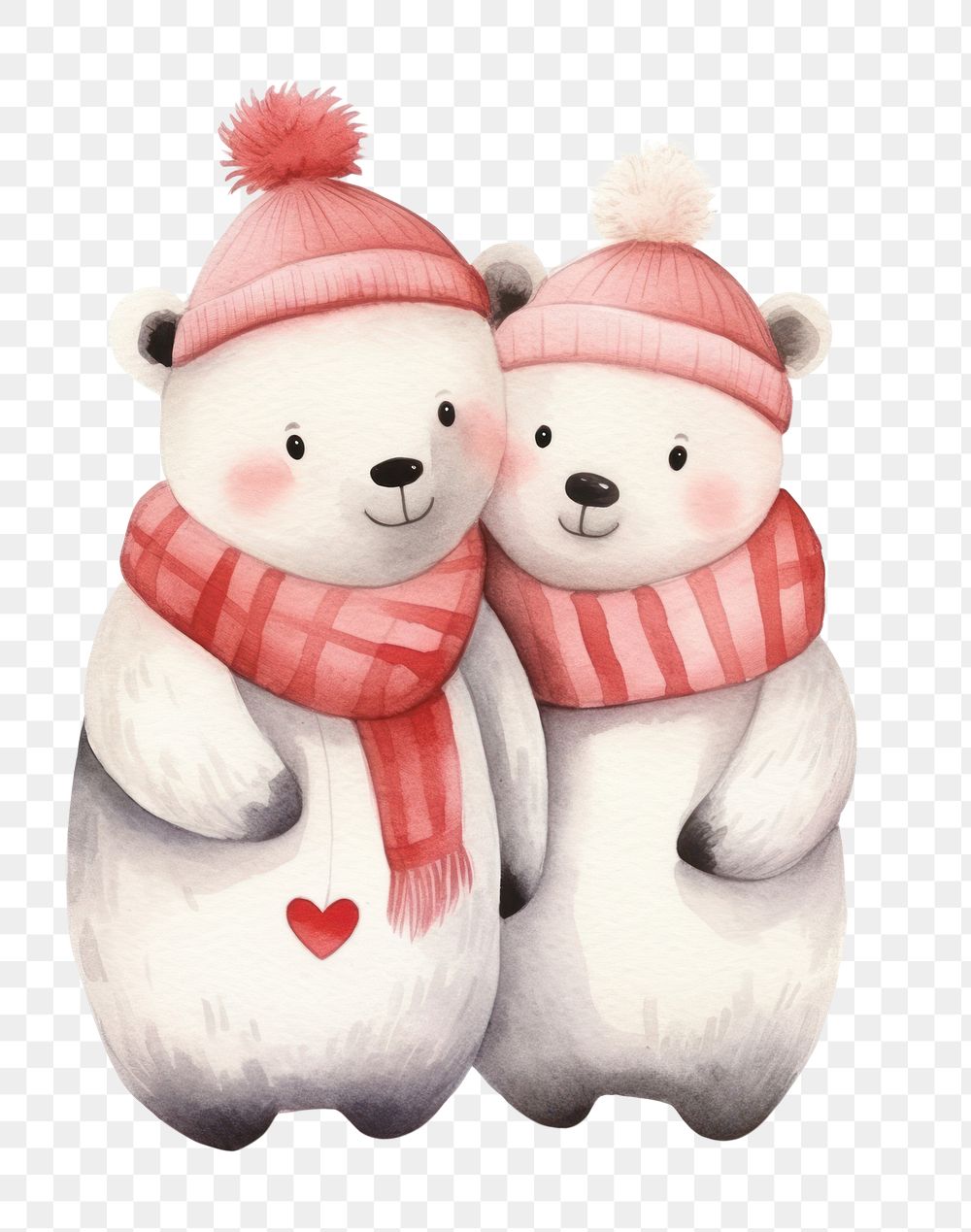 PNG Polar Bear snowman winter love. 