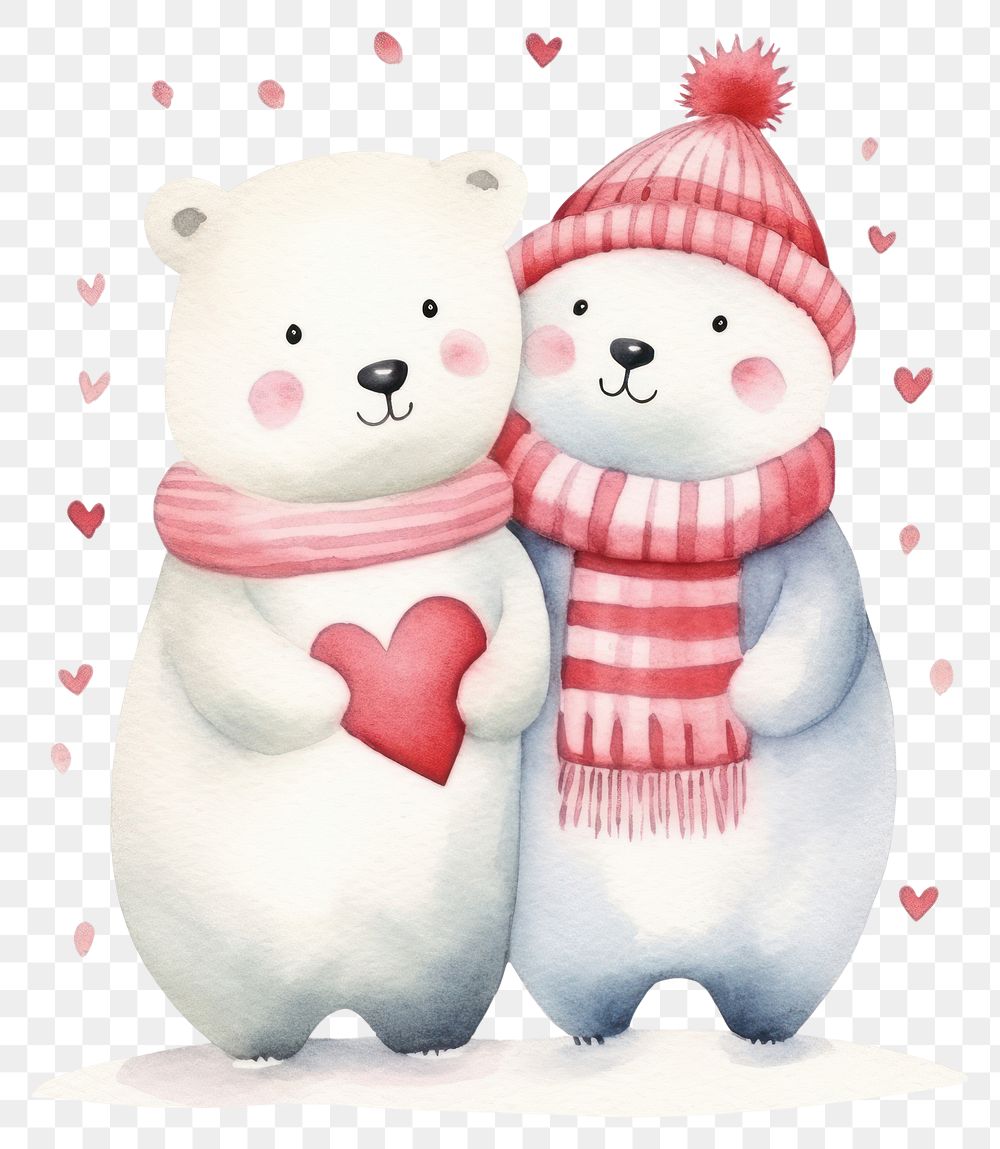 PNG Polar Bear snowman winter love. 