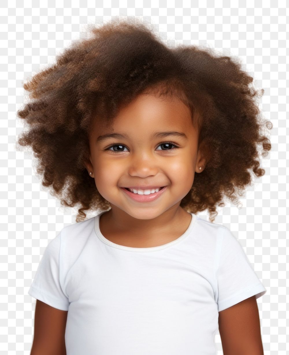 PNG African little girl portrait smiling child. 