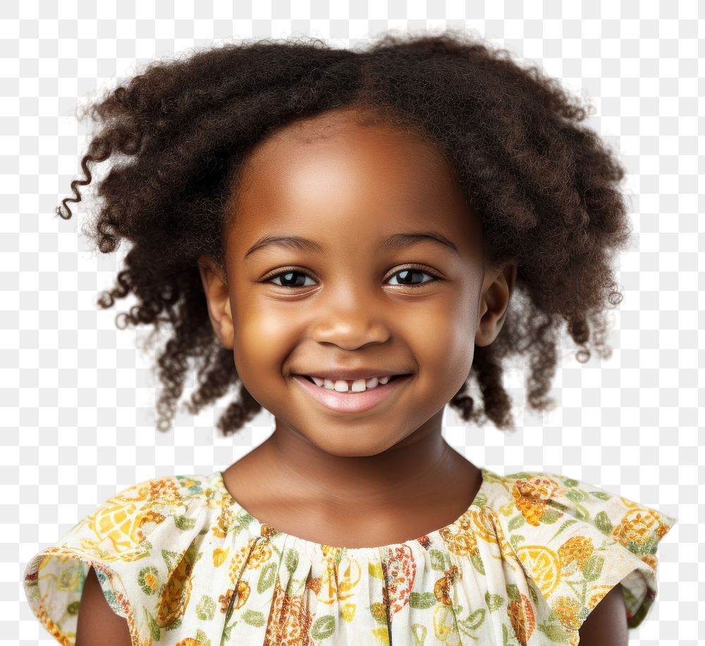 PNG  African little girl portrait smiling child. 