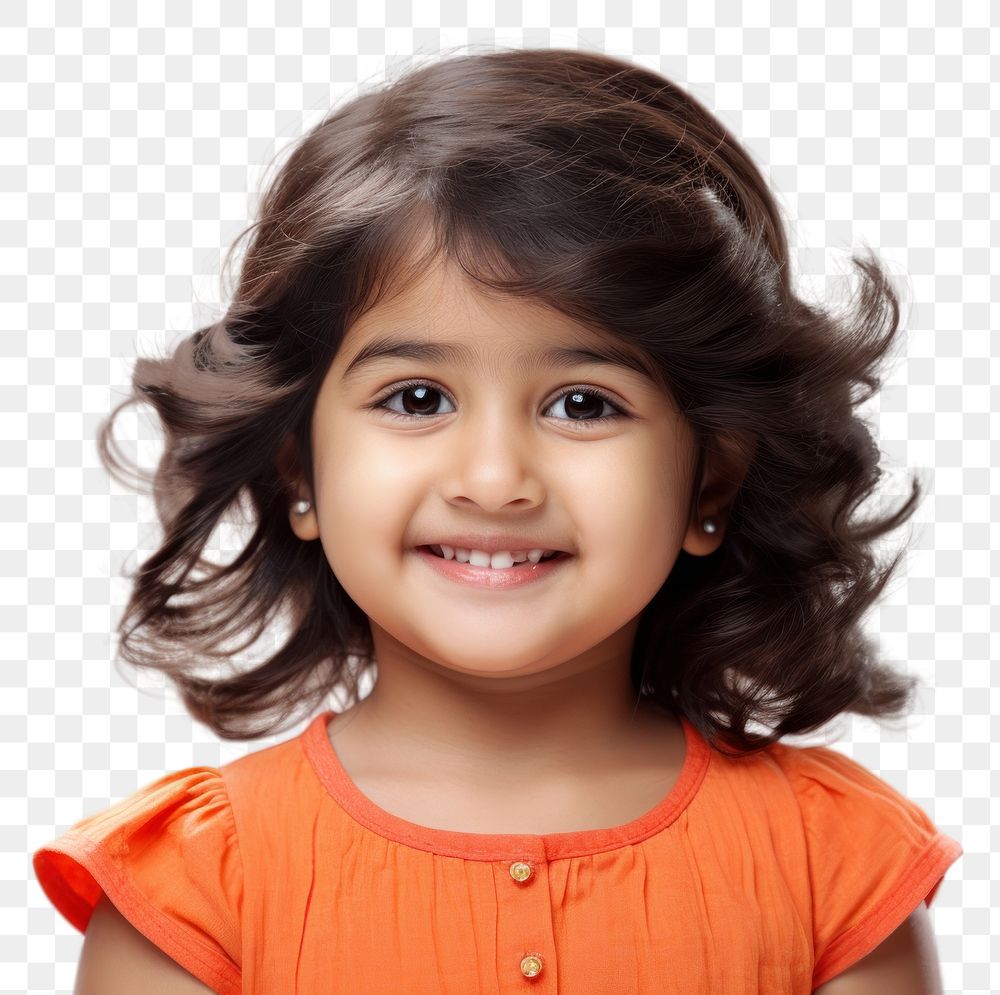 PNG  Indian little girl portrait smiling child. AI generated Image by rawpixel.