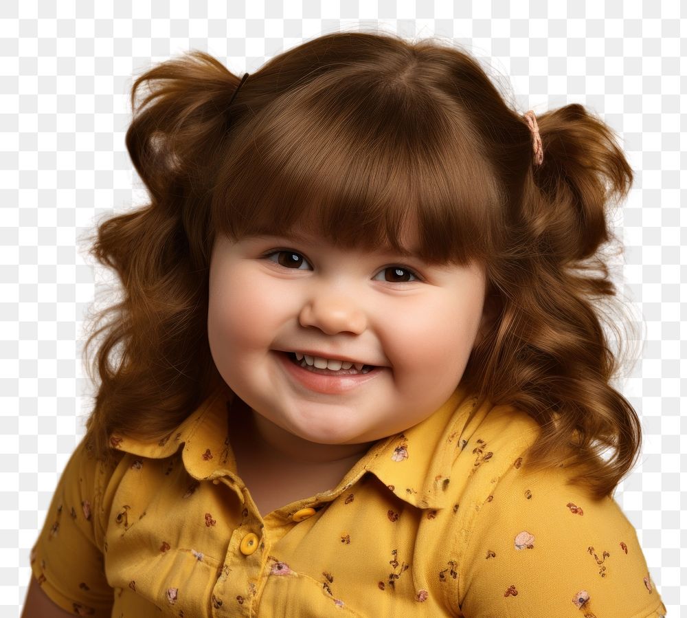 PNG  Little chubby girl portrait smiling child. AI generated Image by rawpixel.