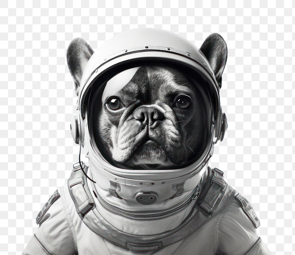 PNG Animal astronaut portrait bulldog mammal. 