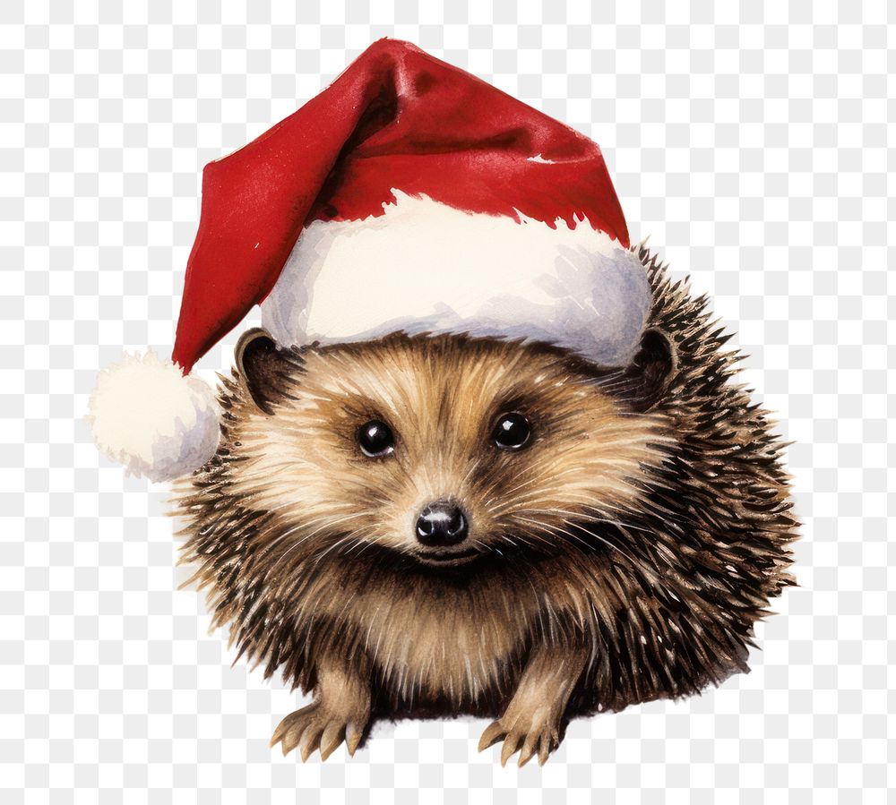PNG Christmas animal character hedgehog mammal erinaceidae. AI generated Image by rawpixel.