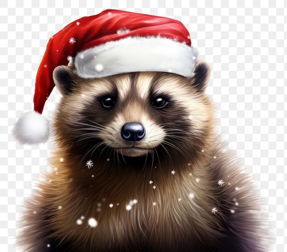 PNG Animal christmas raccoon mammal. AI generated Image by rawpixel.