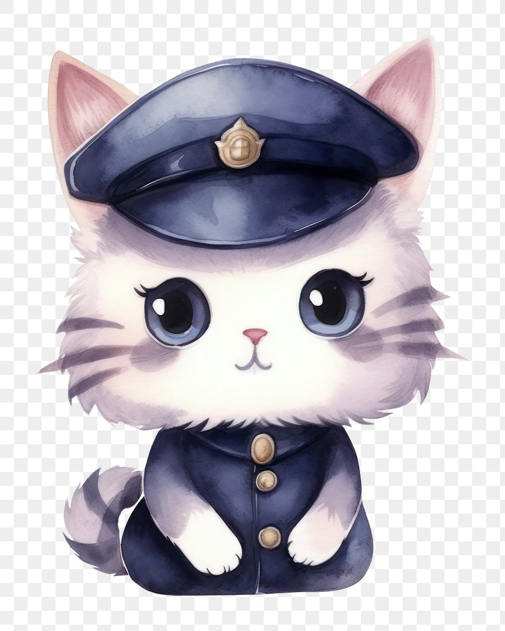 PNG Cat officer cartoon mammal animal. AI generated Image by rawpixel.