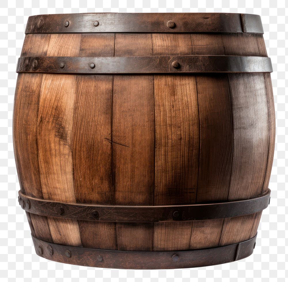 PNG A oak barrel photo keg white background. AI generated Image by rawpixel.