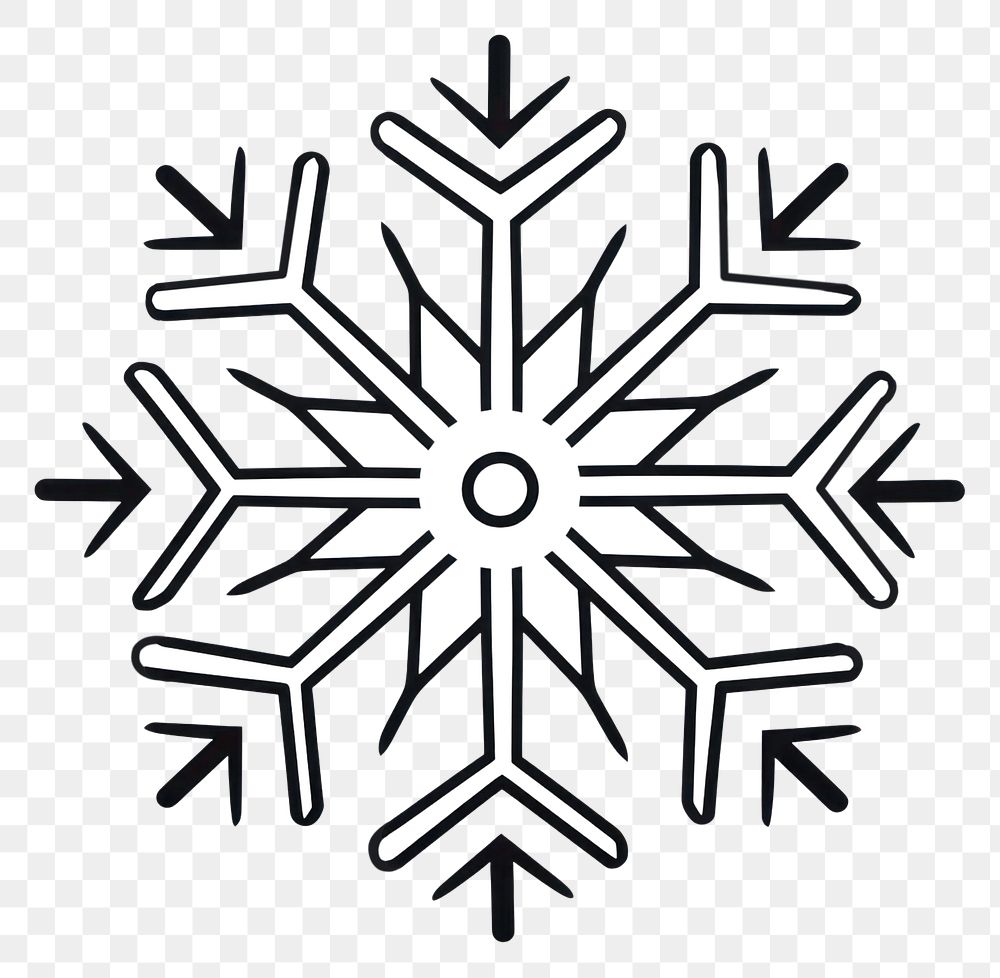 PNG Snowflake drawing white line. 