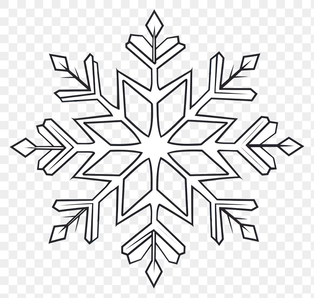 PNG Snowflake drawing white line. AI generated Image by rawpixel.