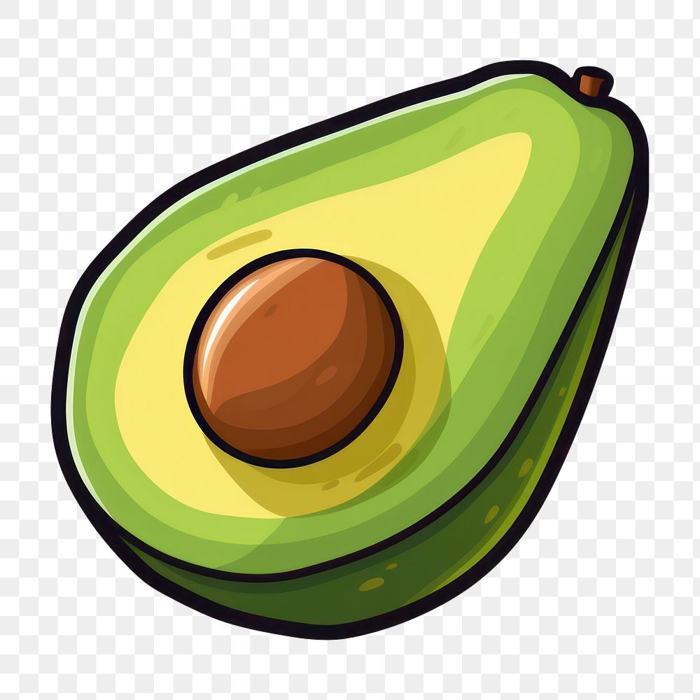 PNG Sticker avocado cartoon fruit. AI generated Image by rawpixel.