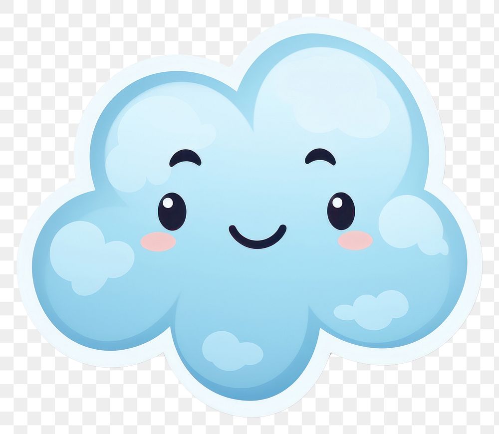 PNG Sticker cartoon cloud white background. AI generated Image by rawpixel.