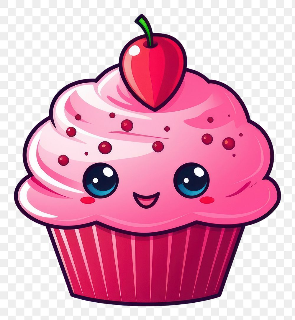 PNG Sticker cupcake dessert cartoon. AI generated Image by rawpixel.