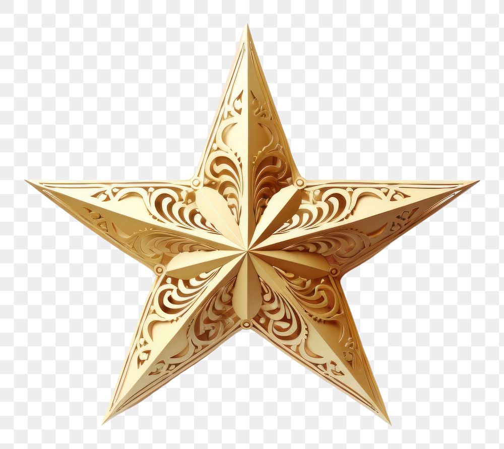 PNG Vintage christmas gold paper star. 
