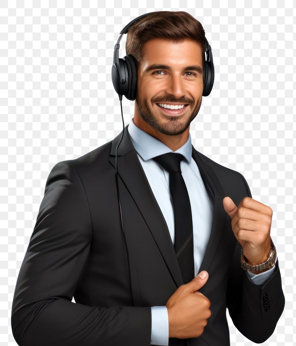 PNG Call center headphones portrait headset.