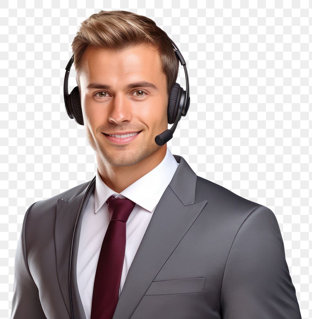 PNG Call center headphones portrait headset. 