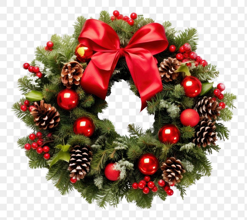 PNG Christmas decolation wreath plant white background