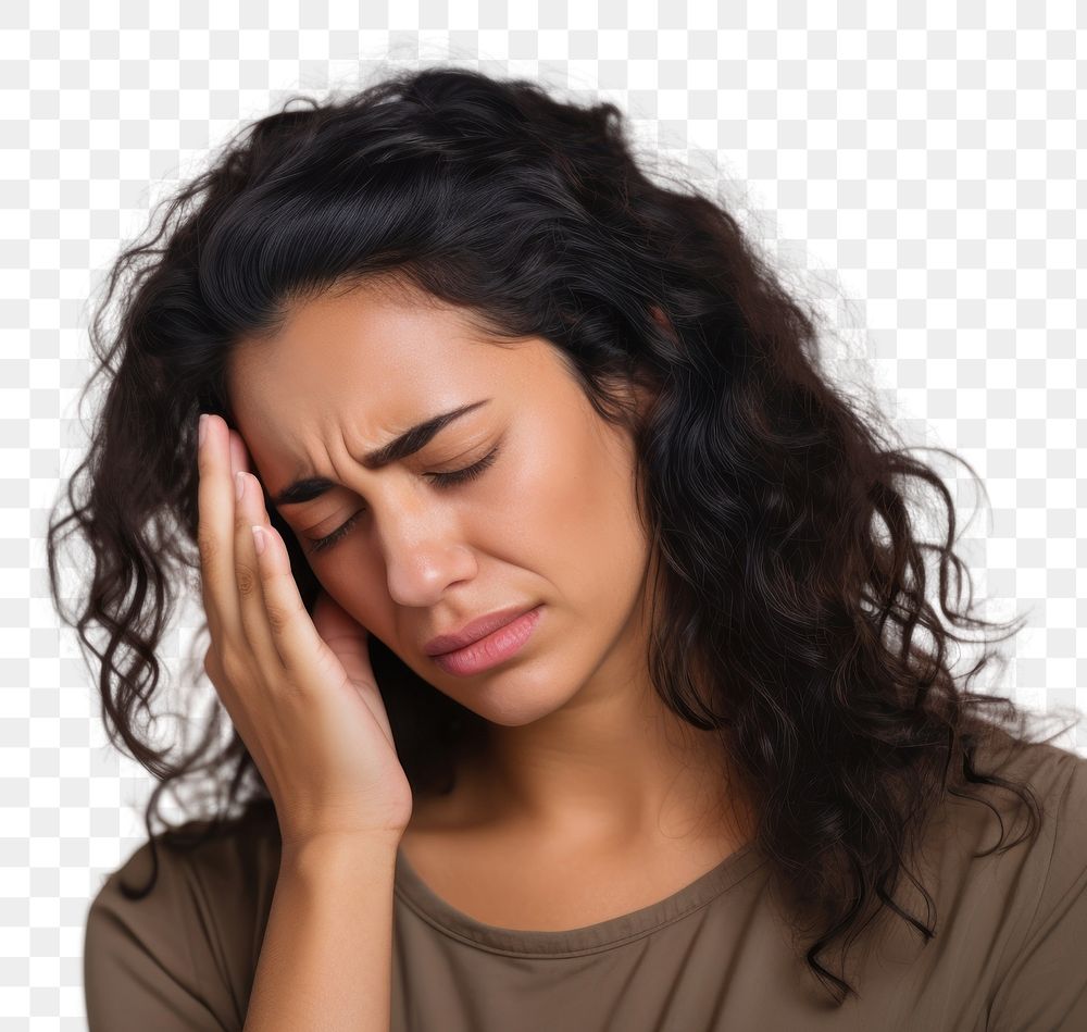 PNG Hispanic woman frustration tired adult. AI generated Image by rawpixel.