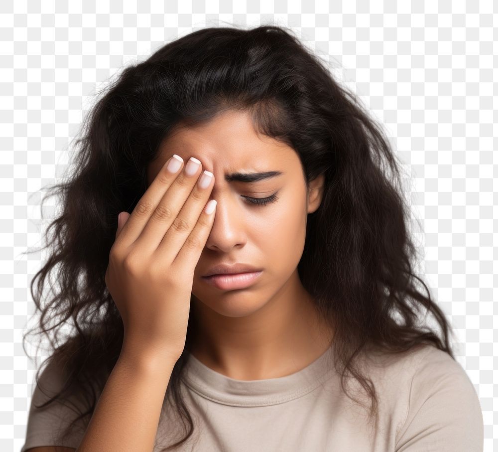 PNG Hispanic woman frustration tired adult. AI generated Image by rawpixel.