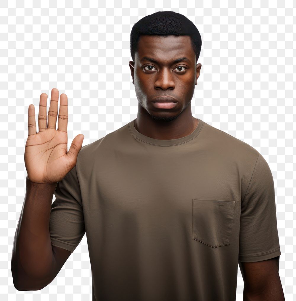 PNG Dark skinned man hand portrait serious. AI generated Image by rawpixel.