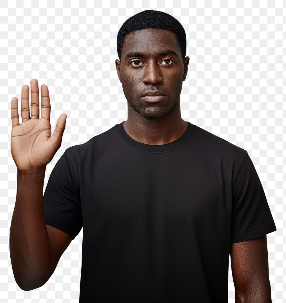 PNG Dark skinned man t-shirt portrait serious. 