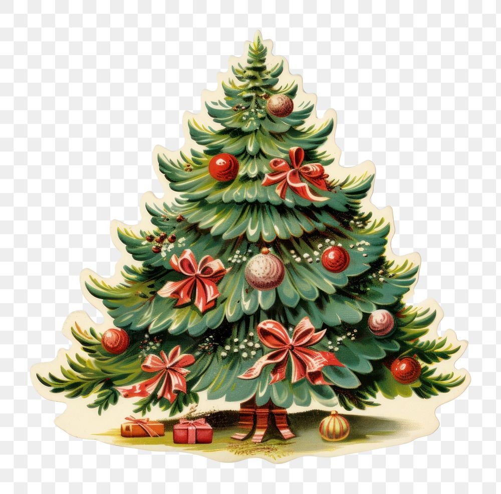 PNG Vintage christmas tree plant white background. AI generated Image by rawpixel.