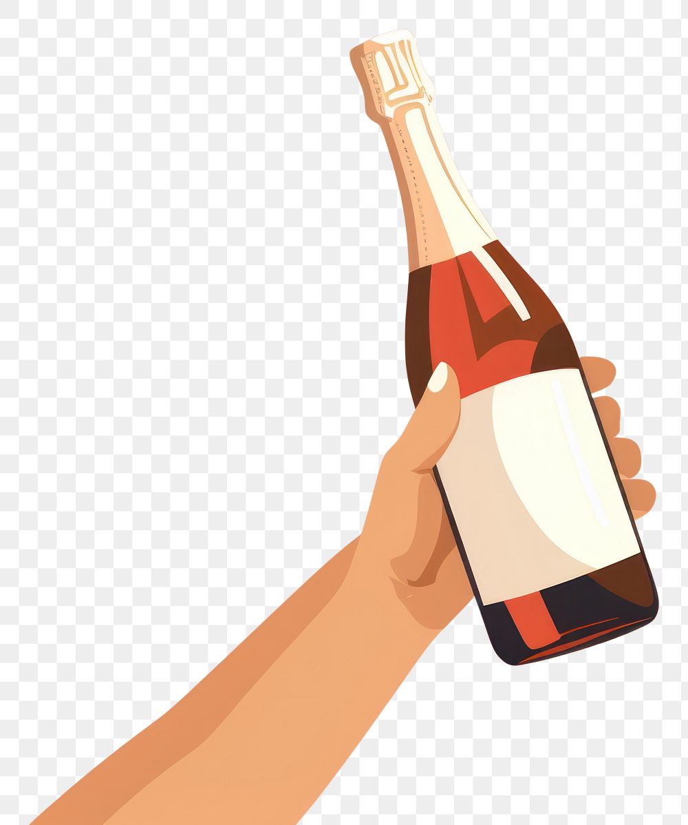PNG Bottle champagne holding drink. AI generated Image by rawpixel.