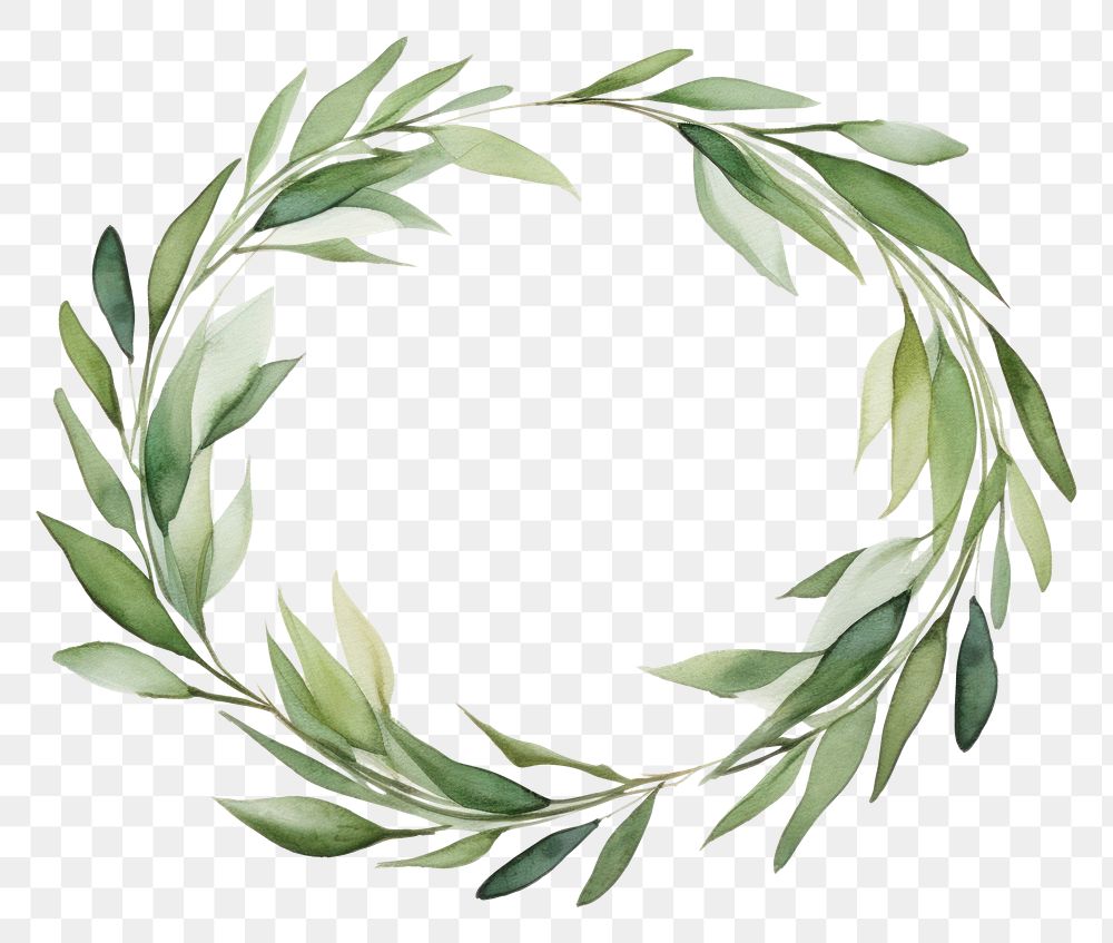 PNG Olive branch pattern circle wreath. 