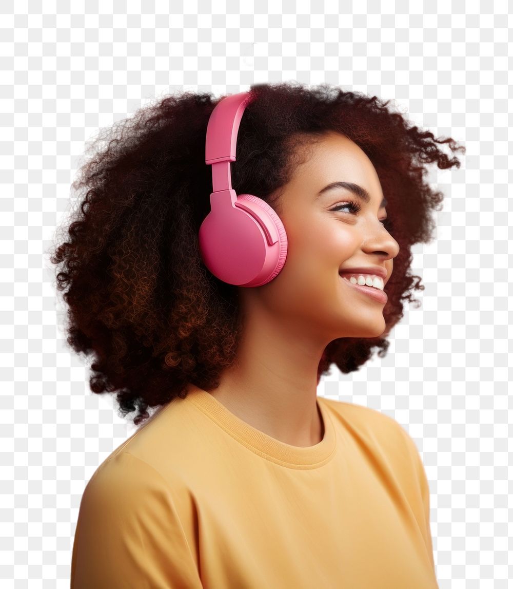 PNG women wearing headphones, transparent background. AI generated Image by rawpixel