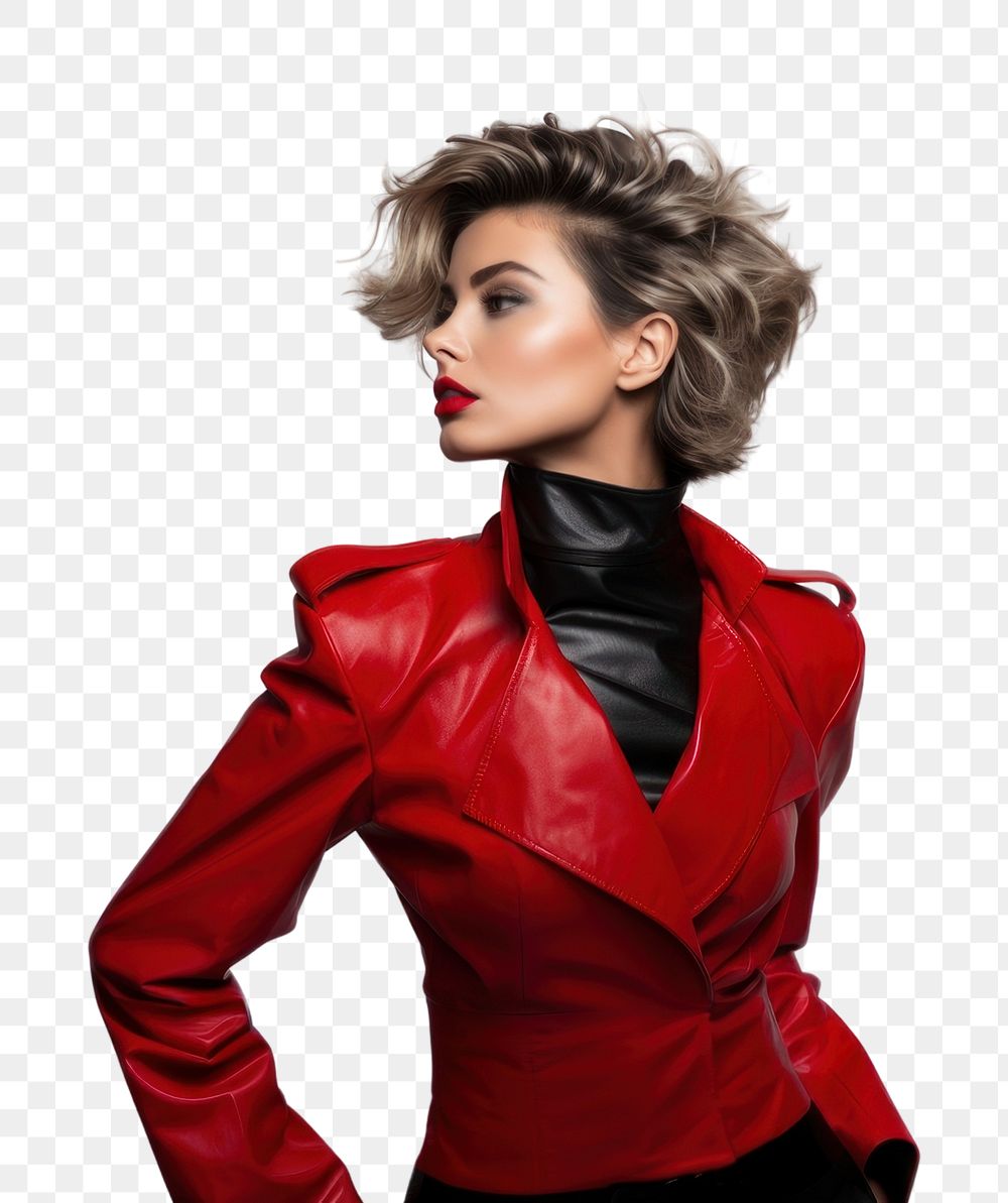 PNG woman in red jacket, transparent background. AI generated Image by rawpixel