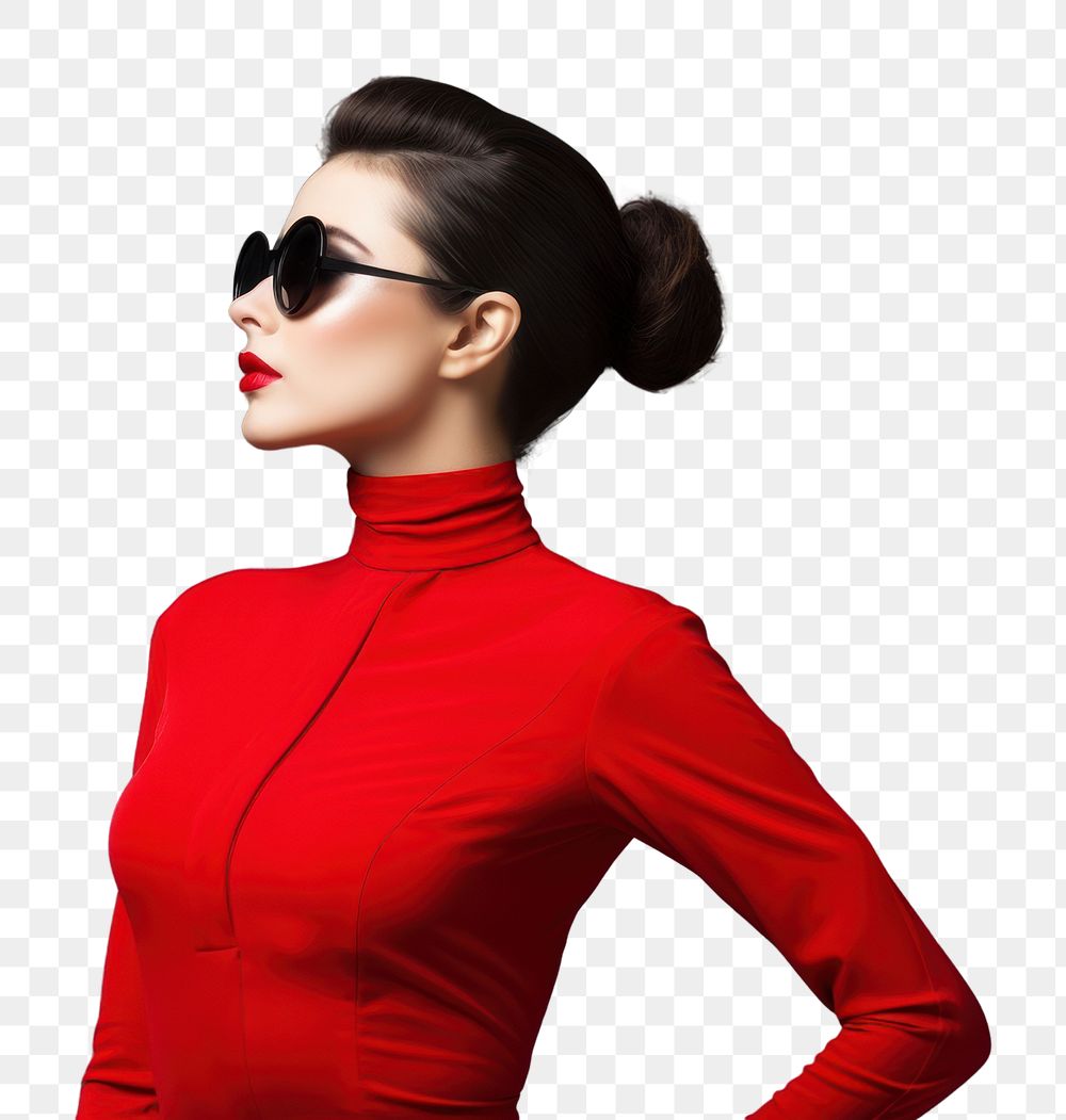 PNG woman in red, fashionable, transparent background. AI generated Image by rawpixel