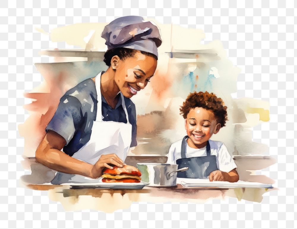 PNG Cooking child food togetherness. AI generated Image by rawpixel.